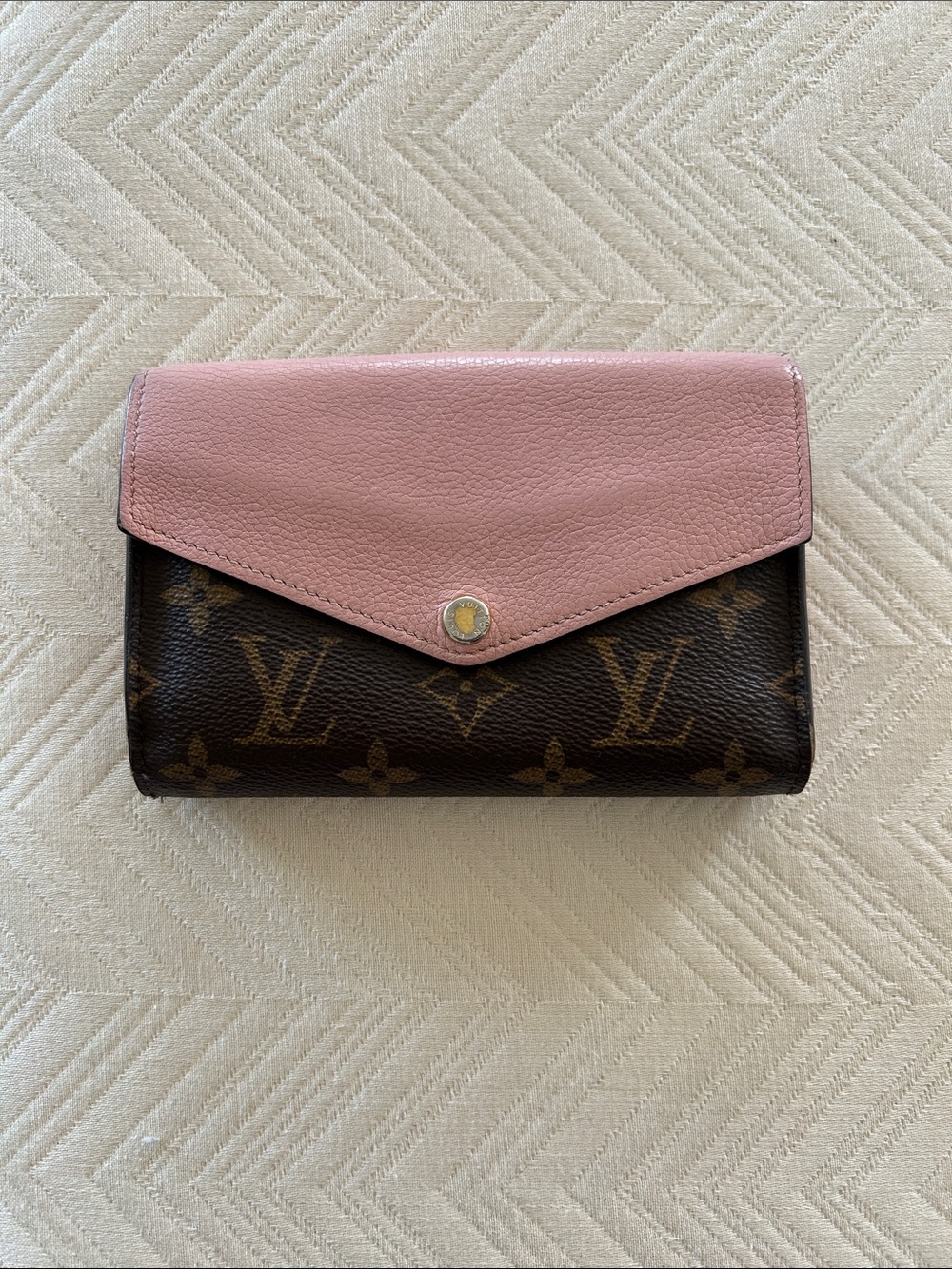 Louis Vuitton Monogram Envelope Wallet with Pink Flap